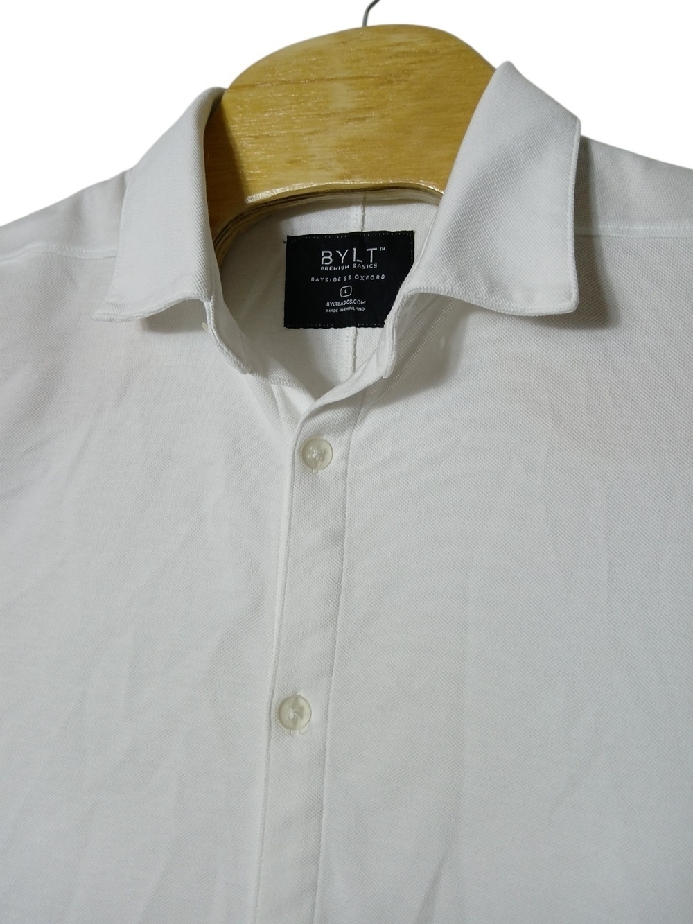 BYLT Basics Bayside Oxford Short Sleeve Button Down White Mens Large
